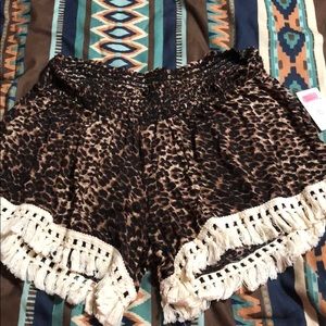 Leopard and fringe shorts